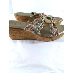 Italian Shoemaker Sandals Cork Wedge  Sz 9.5